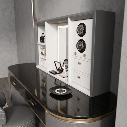Smart Electric Lift-Mirror Vanity Table With Watch Winder