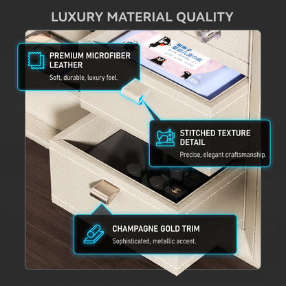 Smart Electric Lift-Mirror Vanity Table With Watch Winder