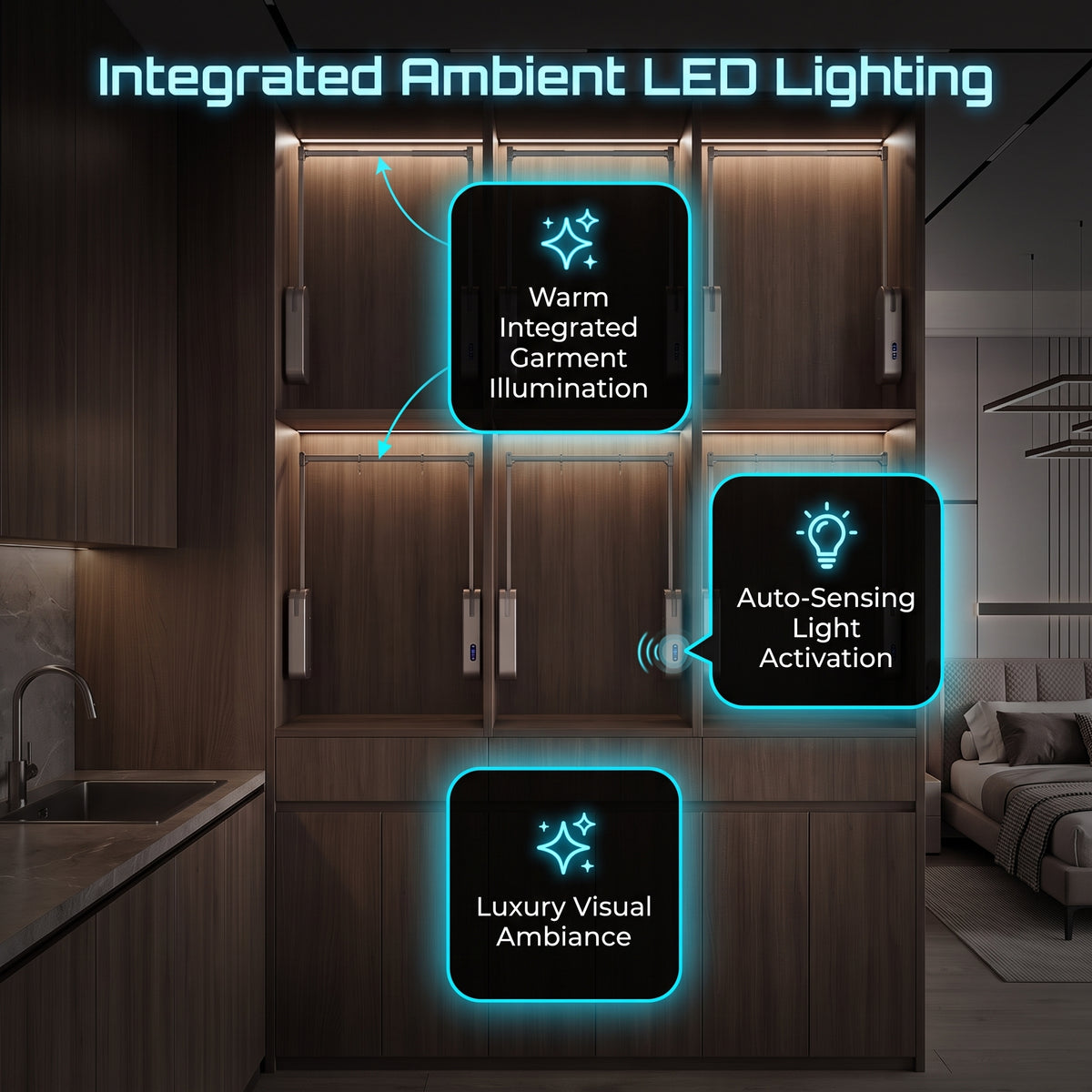 Smart Electric Wardrobe Lift | Motorized Pull-Down Closet Rod | Æltera