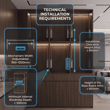Smart Electric Wardrobe Lift | Motorized Pull-Down Closet Rod | Æltera
