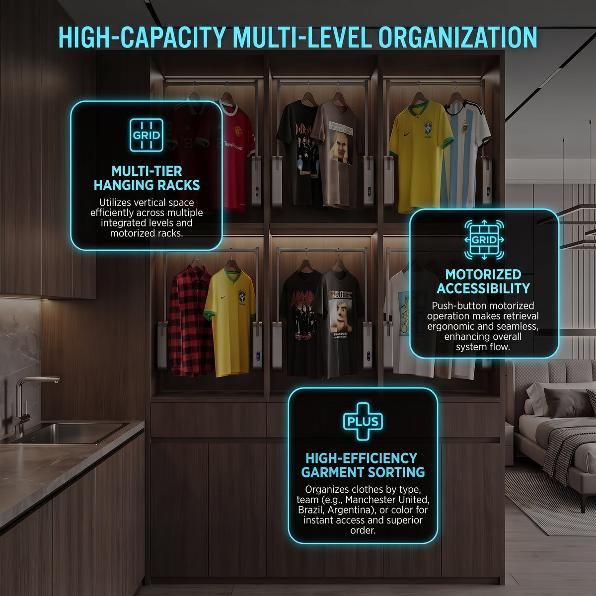 Smart Electric Wardrobe Lift | Motorized Pull-Down Closet Rod | Æltera