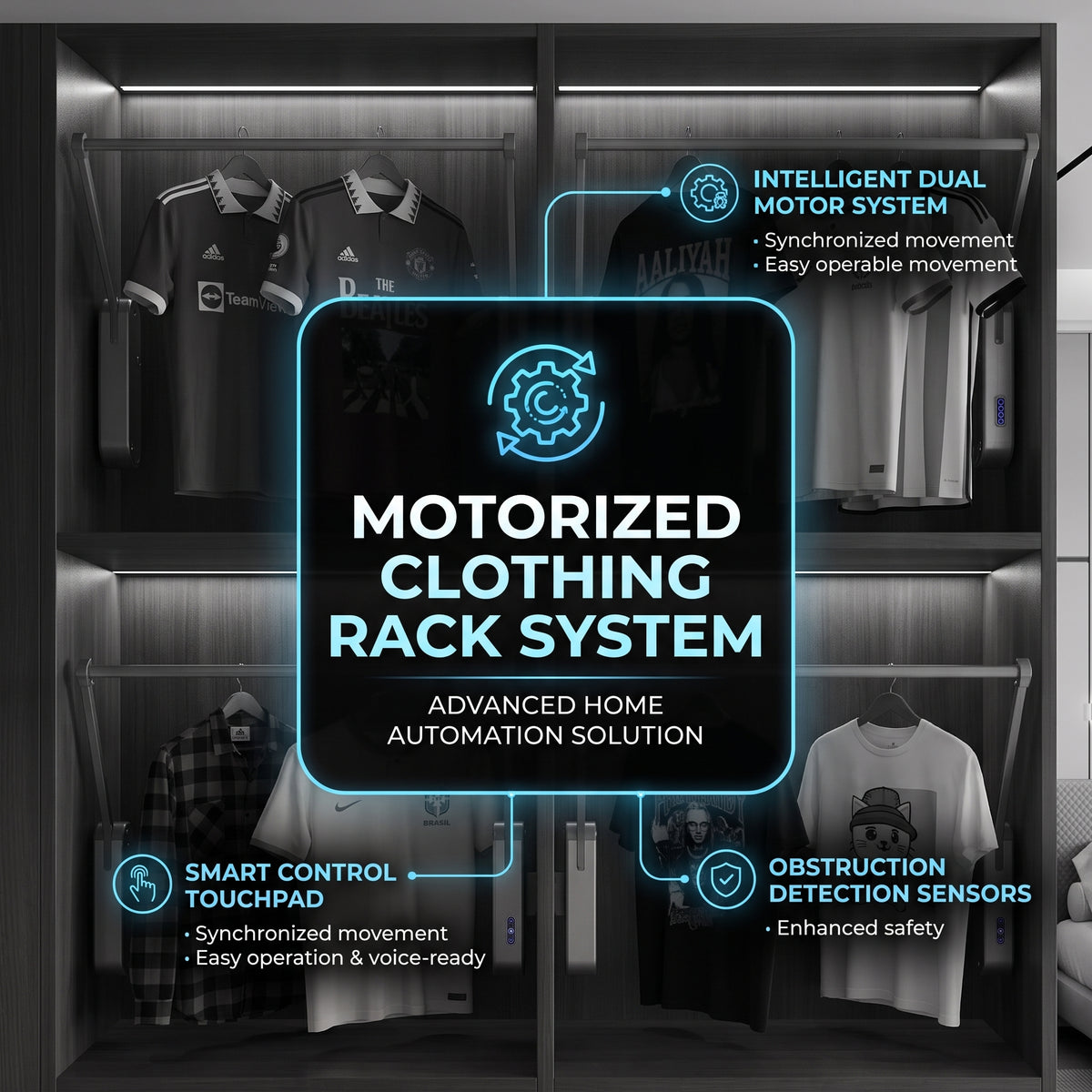 Smart Electric Wardrobe Lift | Motorized Pull-Down Closet Rod | Æltera