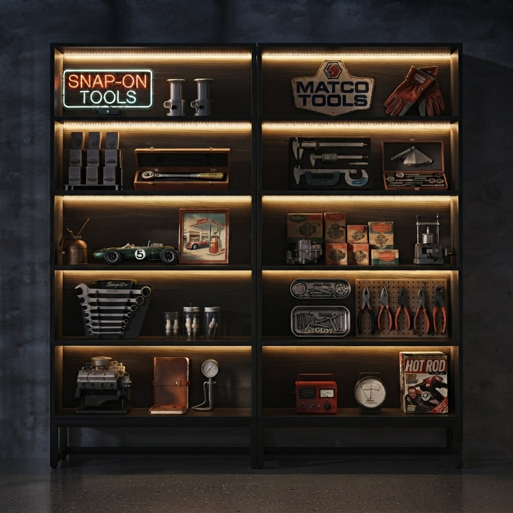 71-Inch LED Tall Bookshelf | 5-Tier Industrial Display Rack & Heavy-Duty Storage Cabinet