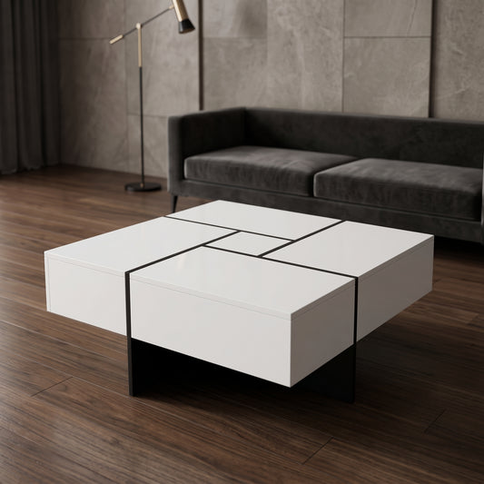 White Minimalist Versatile Convertible Centerpiece Table